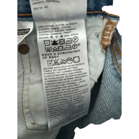 Levi 501 Cropped Straight Jeans Ankle Distressed Hem 90s Grunge Preppy Y2K Sz 24 - Picture 8 of 12